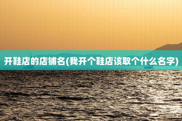 开鞋店的店铺名(我开个鞋店该取个什么名字)