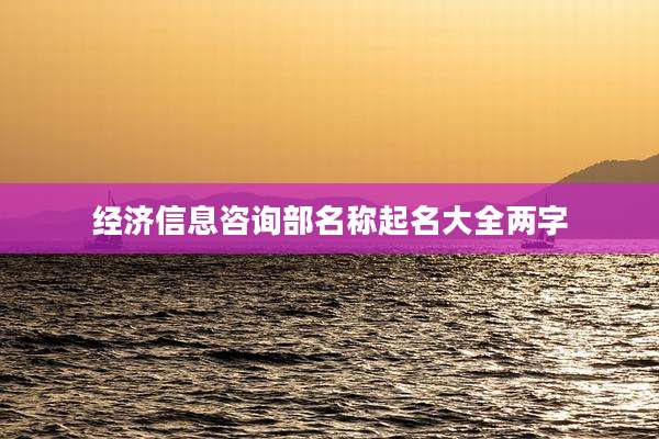 经济信息咨询部名称起名大全两字