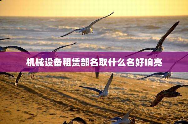 机械设备租赁部名取什么名好响亮