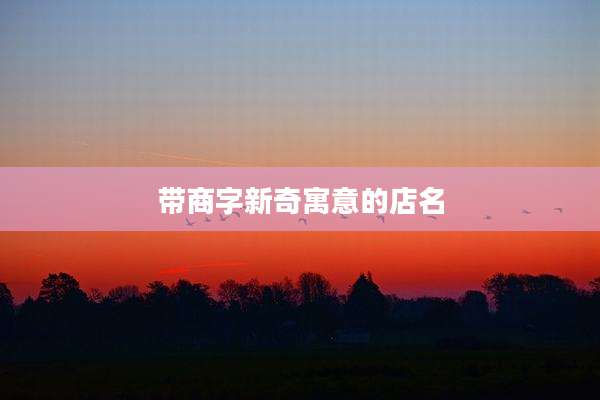 带商字新奇寓意的店名
