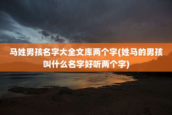 马姓男孩名字大全文库两个字(姓马的男孩叫什么名字好听两个字)