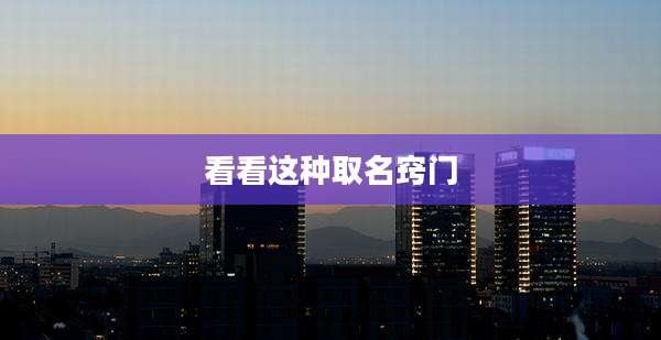 看看这种取名窍门