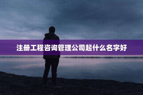 注册工程咨询管理公司起什么名字好