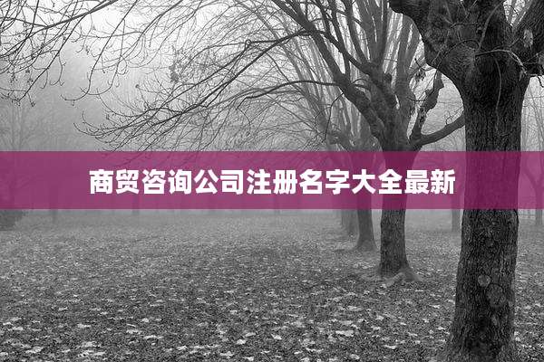 商贸咨询公司注册名字大全最新
