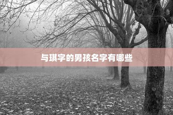 与琪字的男孩名字有哪些