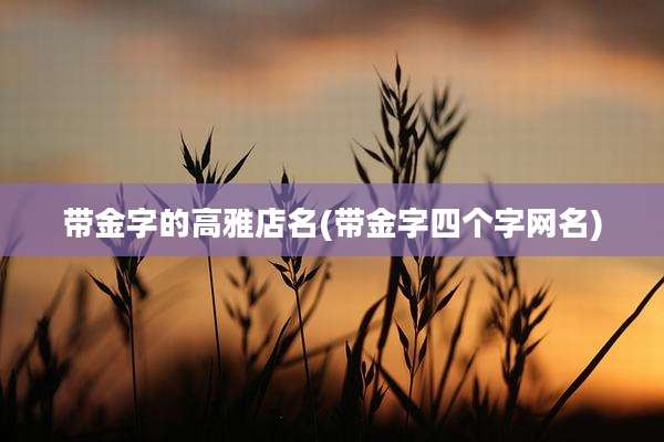 带金字的高雅店名(带金字四个字网名)