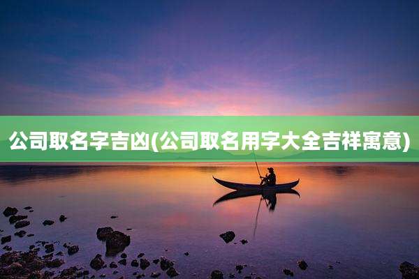 公司取名字吉凶(公司取名用字大全吉祥寓意)