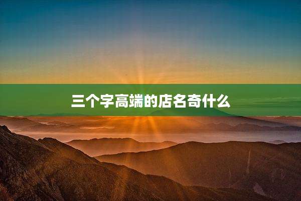 三个字高端的店名奇什么