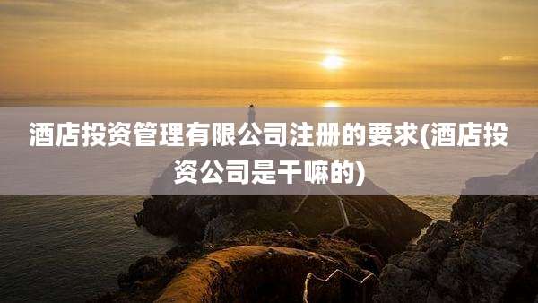 酒店投资管理有限公司注册的要求(酒店投资公司是干嘛的)