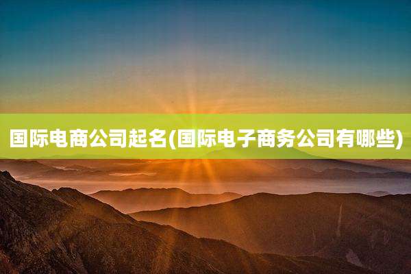 国际电商公司起名(国际电子商务公司有哪些)