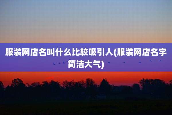 服装网店名叫什么比较吸引人(服装网店名字简洁大气)