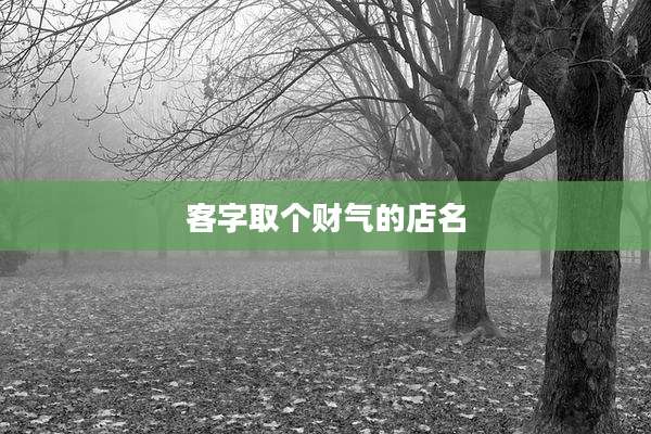 客字取个财气的店名