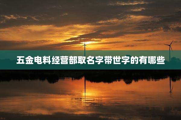 五金电料经营部取名字带世字的有哪些