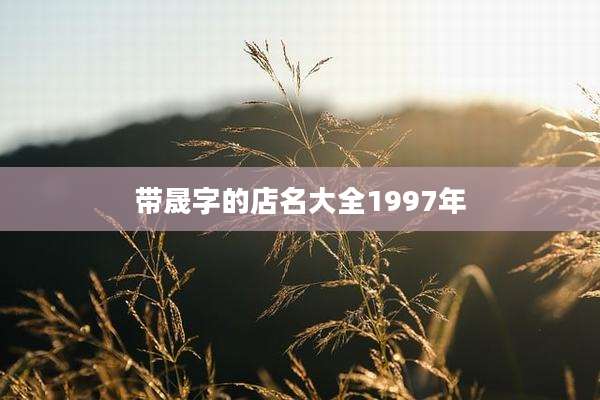 带晟字的店名大全1997年