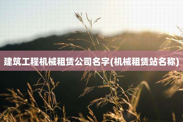 建筑工程机械租赁公司名字(机械租赁站名称)
