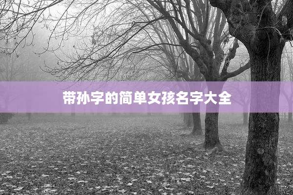 带孙字的简单女孩名字大全