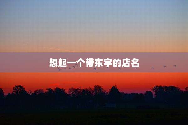 想起一个带东字的店名