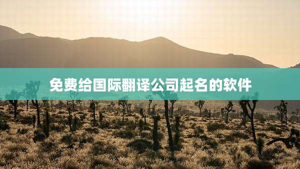 免费给国际翻译公司起名的软件