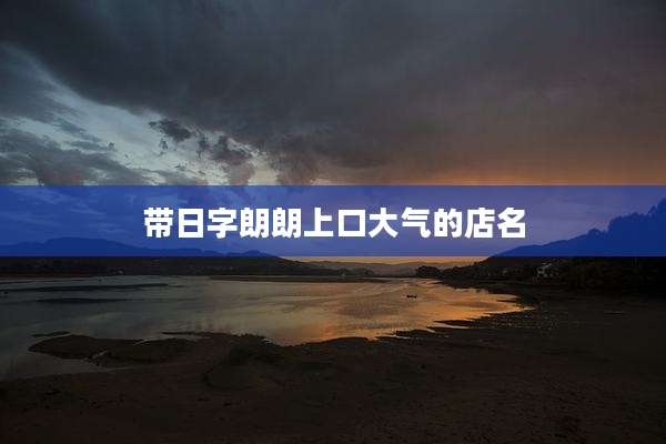 带日字朗朗上口大气的店名