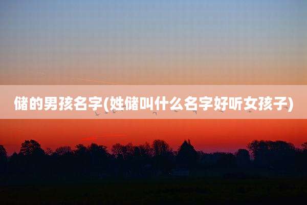 储的男孩名字(姓储叫什么名字好听女孩子)