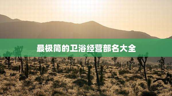 最极简的卫浴经营部名大全