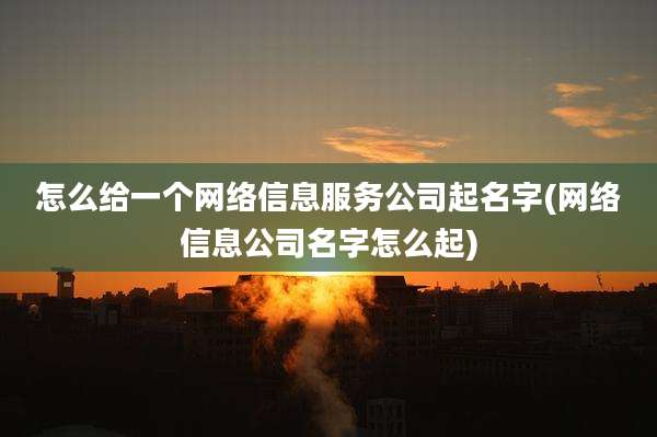 怎么给一个网络信息服务公司起名字(网络信息公司名字怎么起)