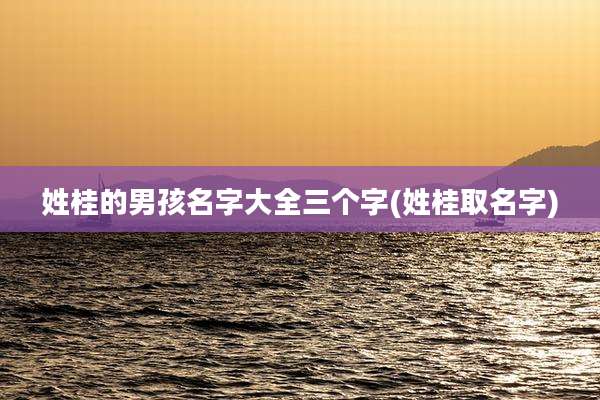 姓桂的男孩名字大全三个字(姓桂取名字)