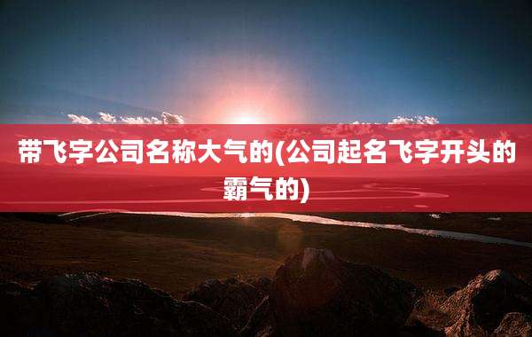 带飞字公司名称大气的(公司起名飞字开头的霸气的)