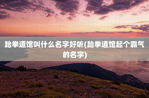 跆拳道馆叫什么名字好听(跆拳道馆起个霸气的名字)