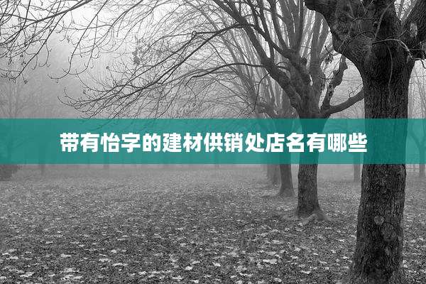 带有怡字的建材供销处店名有哪些