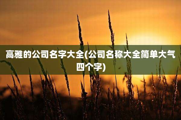 高雅的公司名字大全(公司名称大全简单大气四个字)