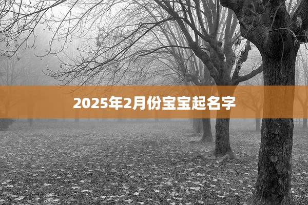 2025年2月份宝宝起名字