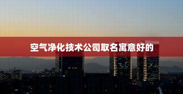 空气净化技术公司取名寓意好的
