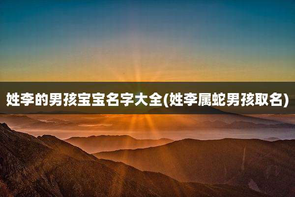 姓李的男孩宝宝名字大全(姓李属蛇男孩取名)