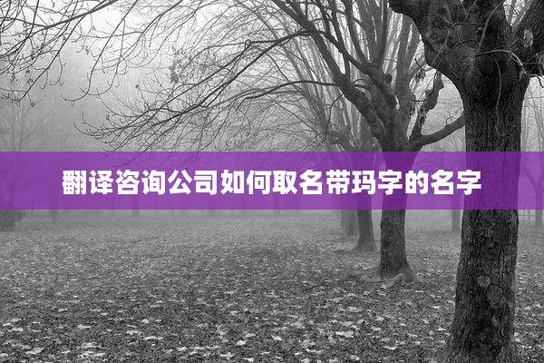 翻译咨询公司如何取名带玛字的名字