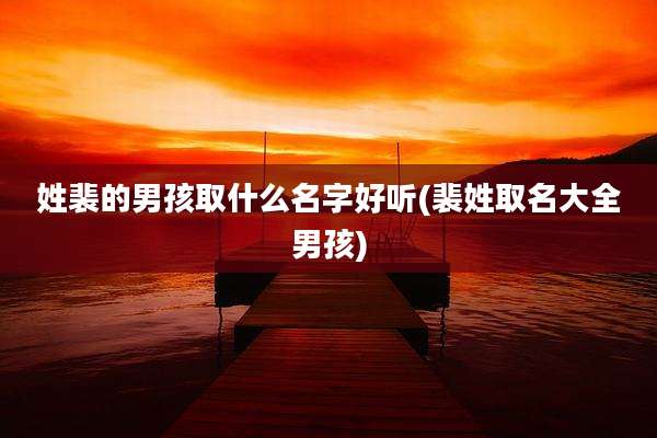 姓裴的男孩取什么名字好听(裴姓取名大全男孩)