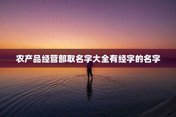 农产品经营部取名字大全有经字的名字