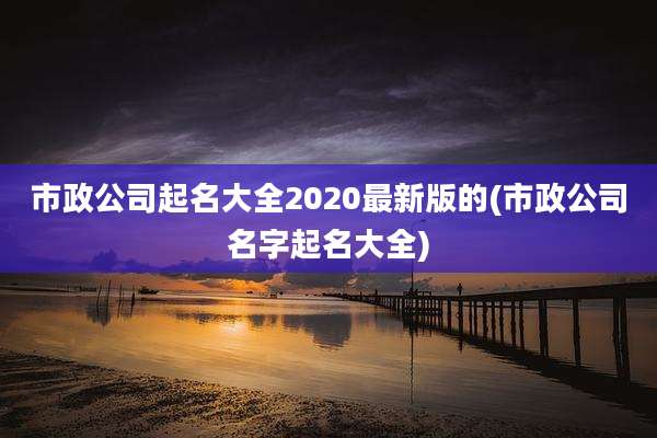 市政公司起名大全2020最新版的(市政公司名字起名大全)