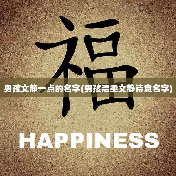 男孩文静一点的名字(男孩温柔文静诗意名字)