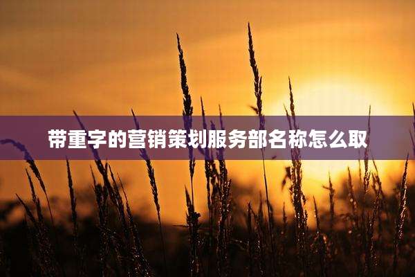 带重字的营销策划服务部名称怎么取