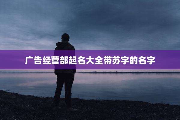 广告经营部起名大全带苏字的名字
