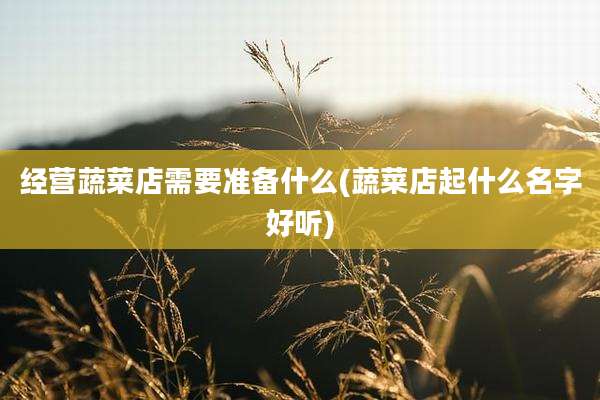 经营蔬菜店需要准备什么(蔬菜店起什么名字好听)