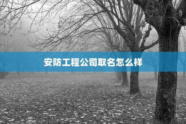 安防工程公司取名怎么样