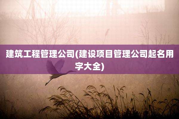 建筑工程管理公司(建设项目管理公司起名用字大全)
