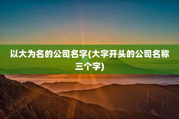 以大为名的公司名字(大字开头的公司名称三个字)