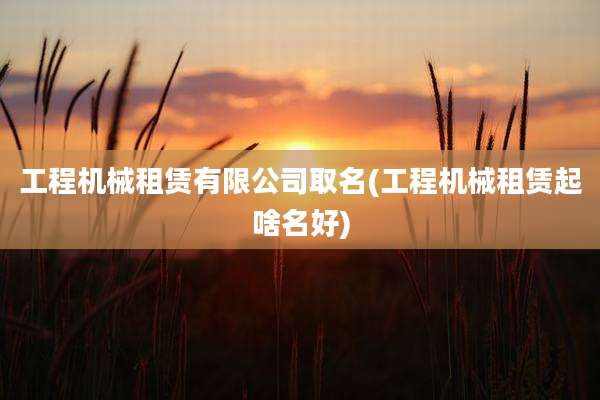 工程机械租赁有限公司取名(工程机械租赁起啥名好)