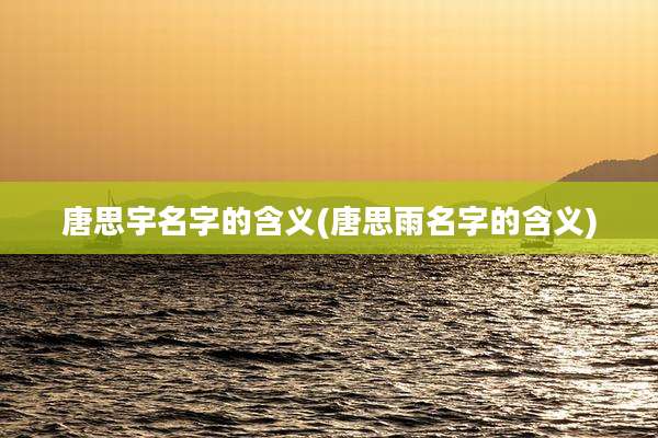 唐思宇名字的含义(唐思雨名字的含义)