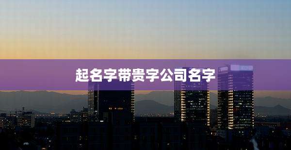 起名字带贵字公司名字