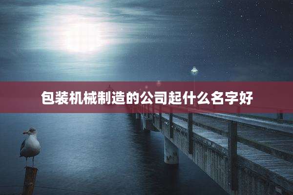 包装机械制造的公司起什么名字好