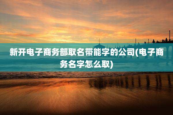 新开电子商务部取名带能字的公司(电子商务名字怎么取)